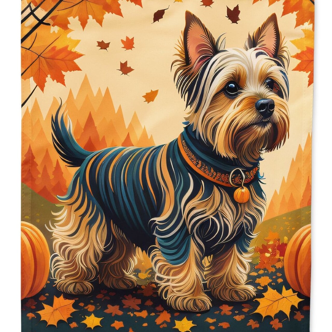 Edge Collections - 11 1/4" X 15 1/2" - Multicolor - Garden Silky Terrier Fall Garden Flag - 1 Piece